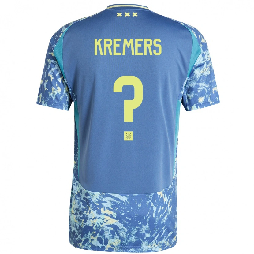 Danxen Mænd Sten Kremers #0 Grå Blå Gul Udebane Spillertrøjer 2024/25 Trøje T-Shirt