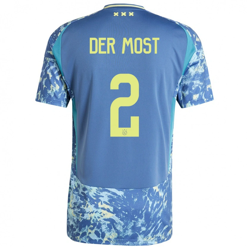 Danxen Mænd Liza Van Der Most #2 Grå Blå Gul Udebane Spillertrøjer 2024/25 Trøje T-Shirt