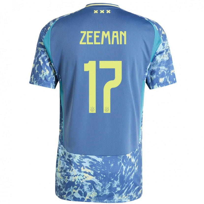 Danxen Mænd Kelly Zeeman #17 Grå Blå Gul Udebane Spillertrøjer 2024/25 Trøje T-Shirt