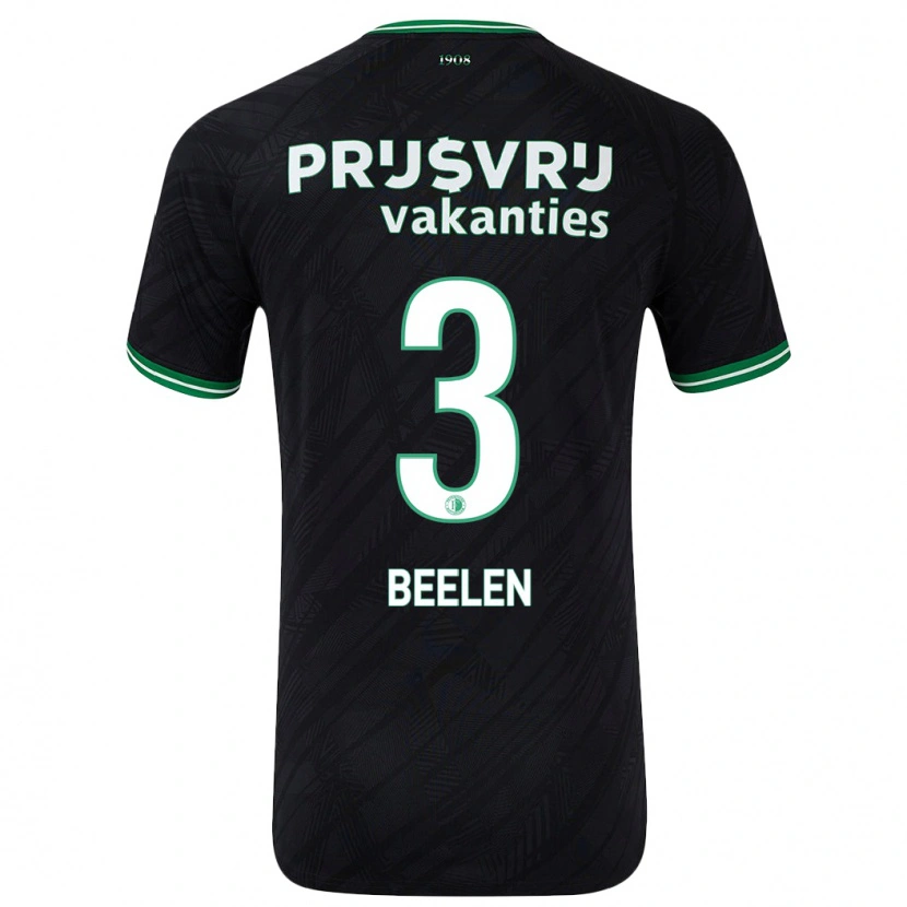 Danxen Mænd Thomas Beelen #3 Sort Grøn Udebane Spillertrøjer 2024/25 Trøje T-Shirt