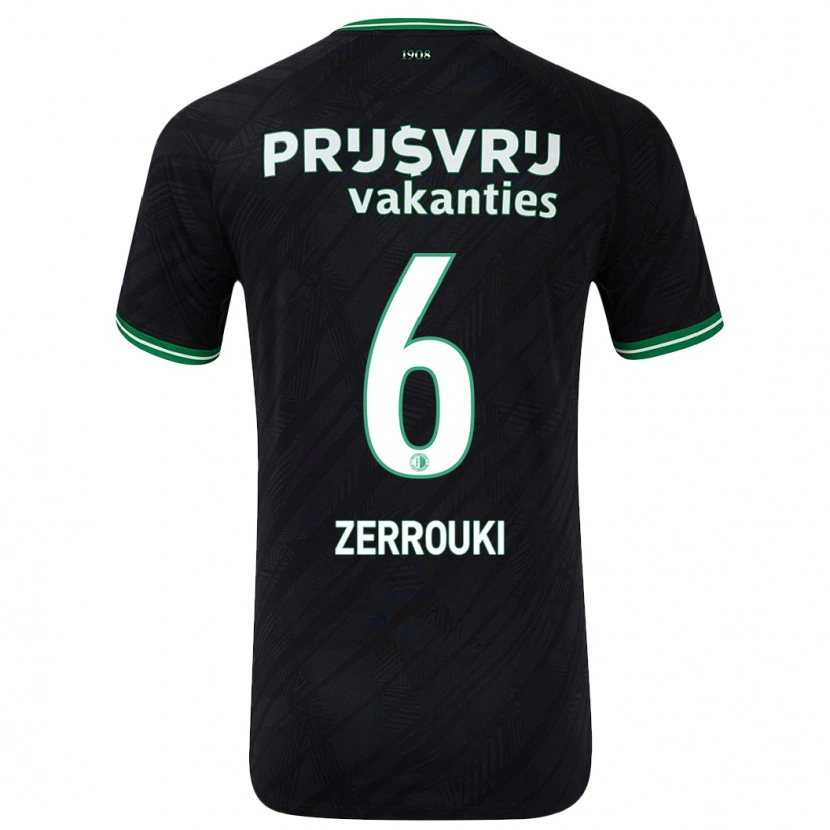 Danxen Mænd Ramiz Zerrouki #6 Sort Grøn Udebane Spillertrøjer 2024/25 Trøje T-Shirt