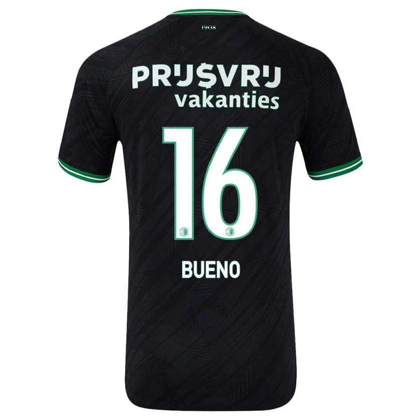 Danxen Mænd Hugo Bueno #16 Sort Grøn Udebane Spillertrøjer 2024/25 Trøje T-Shirt