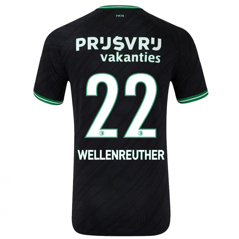 Danxen Mænd Timon Wellenreuther #22 Sort Grøn Udebane Spillertrøjer 2024/25 Trøje T-Shirt