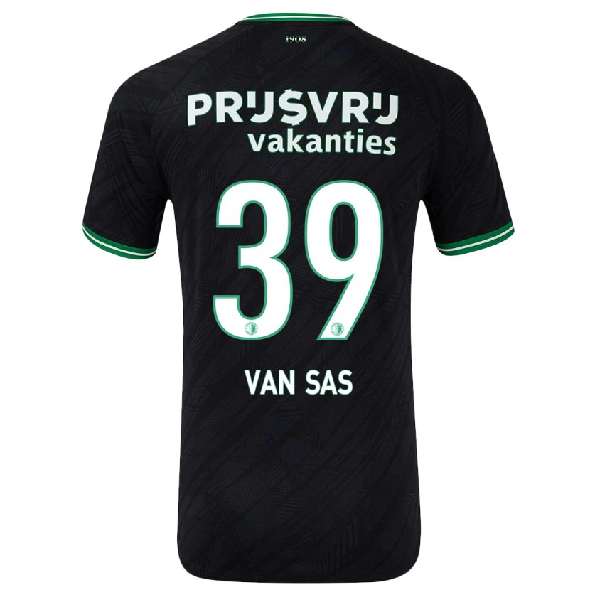 Danxen Mænd Mikki Van Sas #39 Sort Grøn Udebane Spillertrøjer 2024/25 Trøje T-Shirt