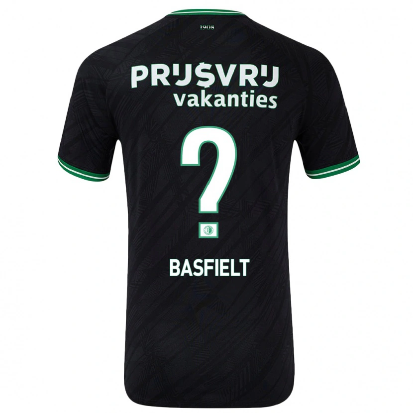 Danxen Mænd Jessy Basfielt #0 Sort Grøn Udebane Spillertrøjer 2024/25 Trøje T-Shirt