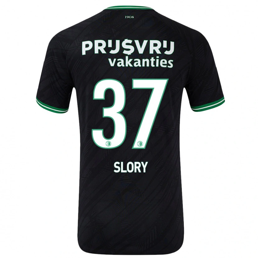 Danxen Mænd Jaden Slory #37 Sort Grøn Udebane Spillertrøjer 2024/25 Trøje T-Shirt