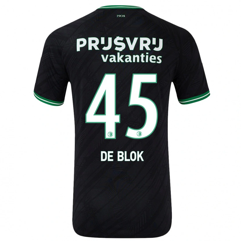 Danxen Mænd Lars De Blok #45 Sort Grøn Udebane Spillertrøjer 2024/25 Trøje T-Shirt