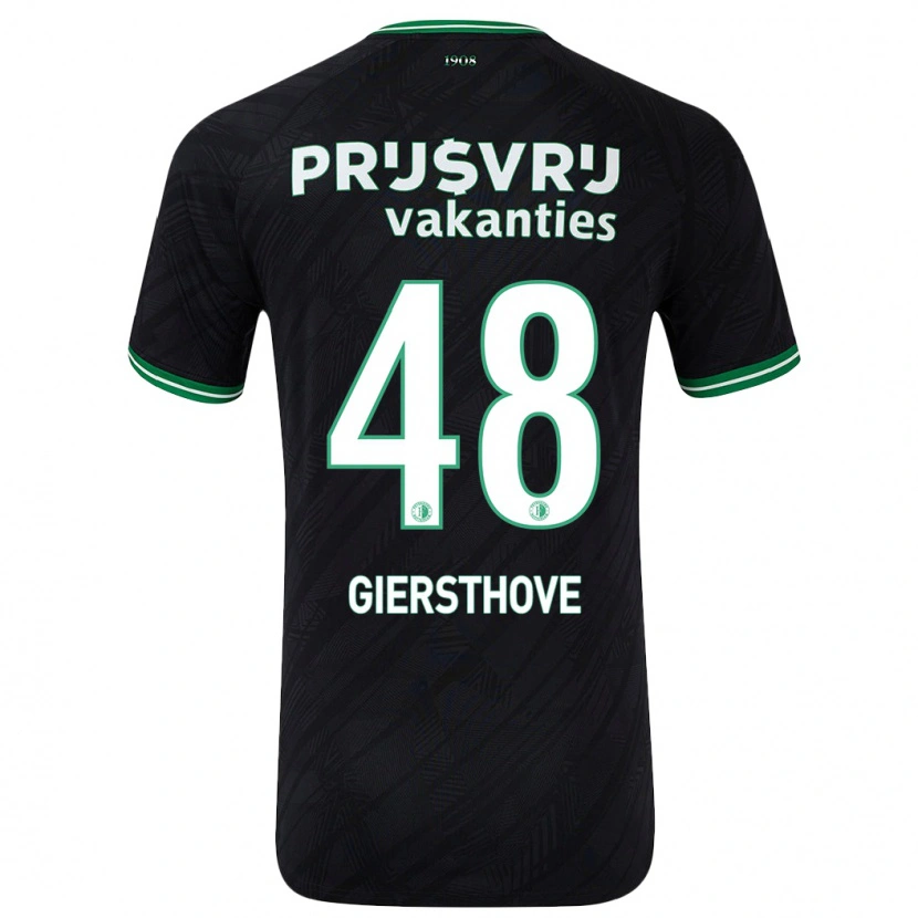 Danxen Mænd Djomar Giersthove #48 Sort Grøn Udebane Spillertrøjer 2024/25 Trøje T-Shirt