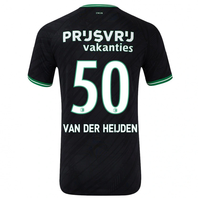 Danxen Mænd Délano Van Der Heijden #50 Sort Grøn Udebane Spillertrøjer 2024/25 Trøje T-Shirt