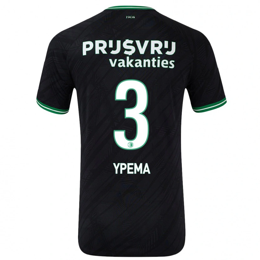 Danxen Mænd Danique Ypema #3 Sort Grøn Udebane Spillertrøjer 2024/25 Trøje T-Shirt