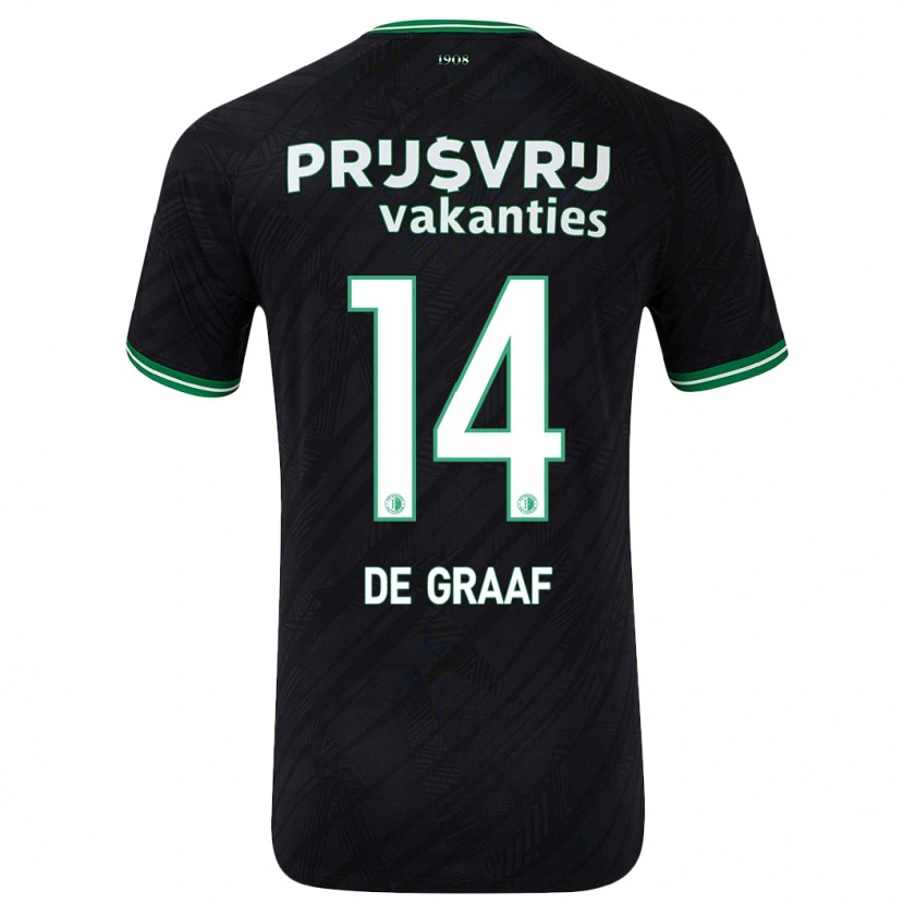 Danxen Mænd Esmee De Graaf #14 Sort Grøn Udebane Spillertrøjer 2024/25 Trøje T-Shirt