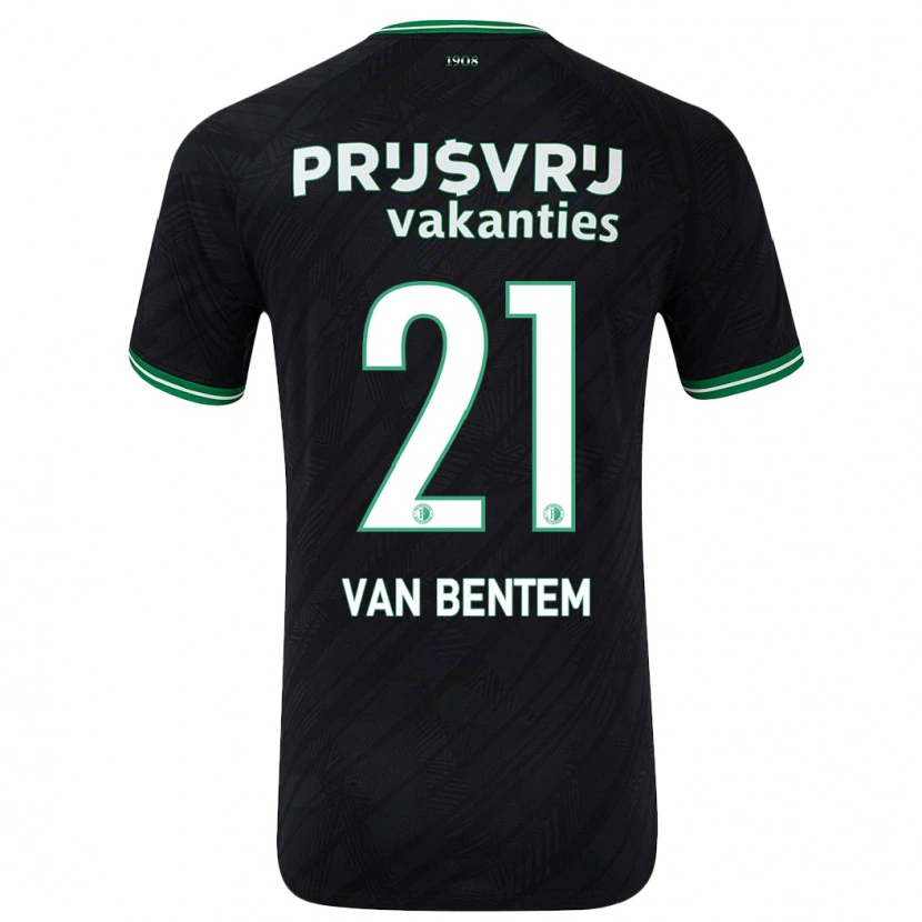 Danxen Mænd Tess Van Bentem #21 Sort Grøn Udebane Spillertrøjer 2024/25 Trøje T-Shirt