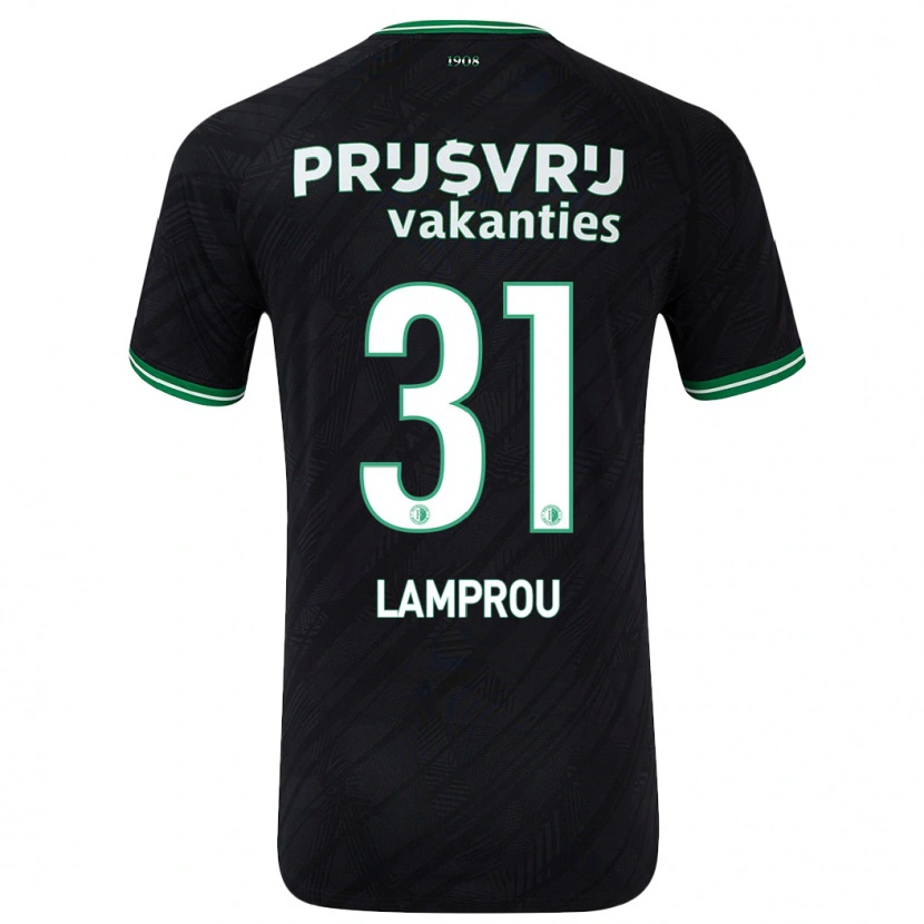 Danxen Mænd Kostas Lamprou #31 Sort Grøn Udebane Spillertrøjer 2024/25 Trøje T-Shirt