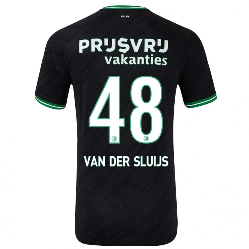 Danxen Mænd Joep Van Der Sluijs #48 Sort Grøn Udebane Spillertrøjer 2024/25 Trøje T-Shirt