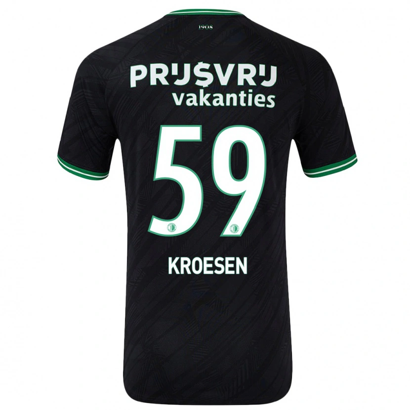Danxen Mænd Jaimy Kroesen #59 Sort Grøn Udebane Spillertrøjer 2024/25 Trøje T-Shirt