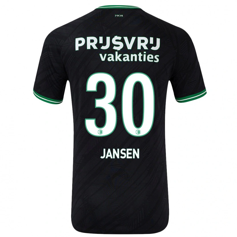 Danxen Mænd Thijs Jansen #30 Sort Grøn Udebane Spillertrøjer 2024/25 Trøje T-Shirt