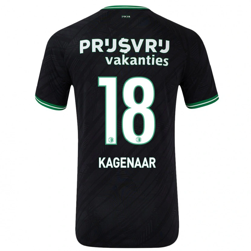 Danxen Mænd Isa Kagenaar #18 Sort Grøn Udebane Spillertrøjer 2024/25 Trøje T-Shirt