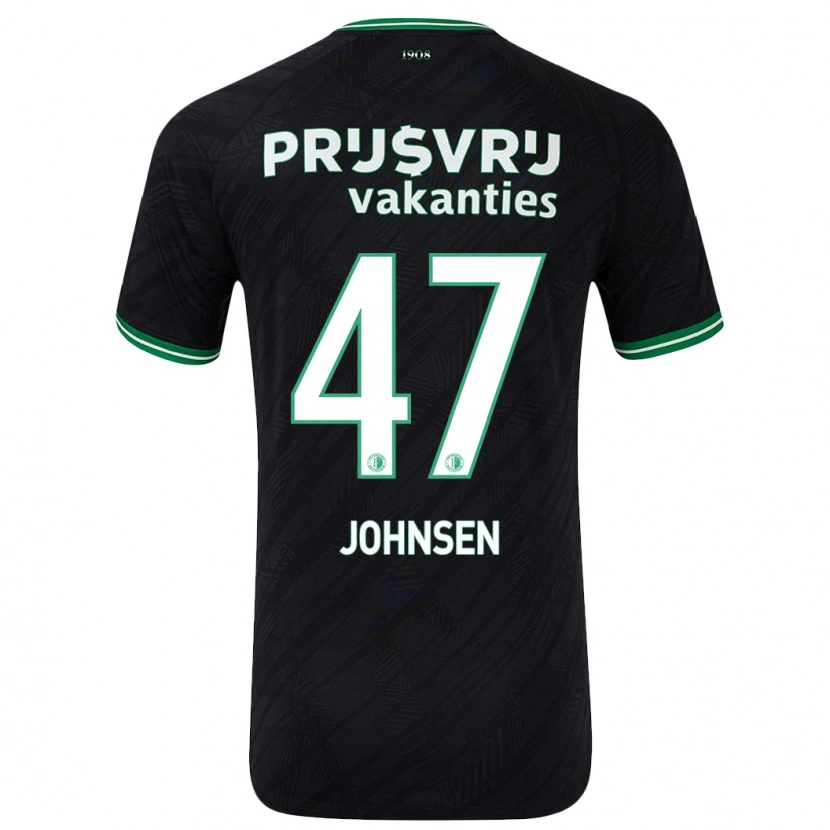 Danxen Mænd Mikael Torset Johnsen #47 Sort Grøn Udebane Spillertrøjer 2024/25 Trøje T-Shirt