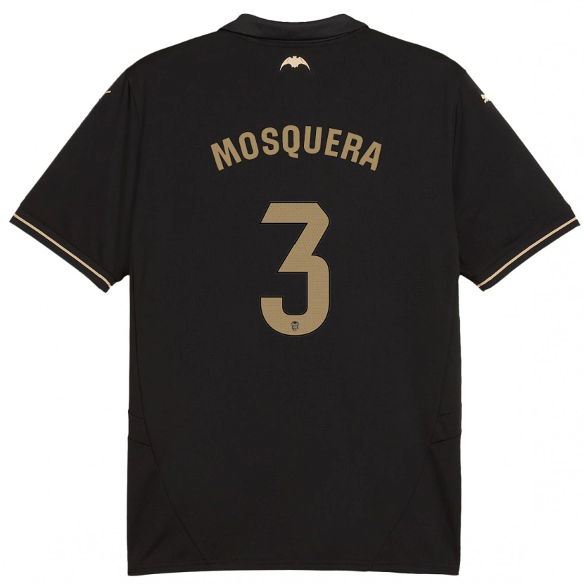 Danxen Mænd Cristhian Mosquera #3 Sort Udebane Spillertrøjer 2024/25 Trøje T-Shirt