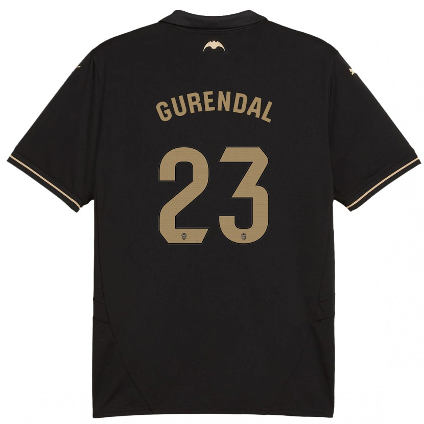 Danxen Mænd Alexander Gurendal #23 Sort Udebane Spillertrøjer 2024/25 Trøje T-Shirt