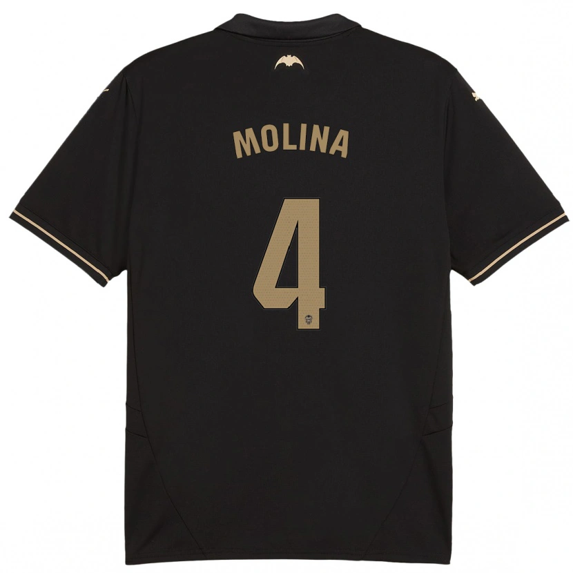 Danxen Mænd María Molina #4 Sort Udebane Spillertrøjer 2024/25 Trøje T-Shirt