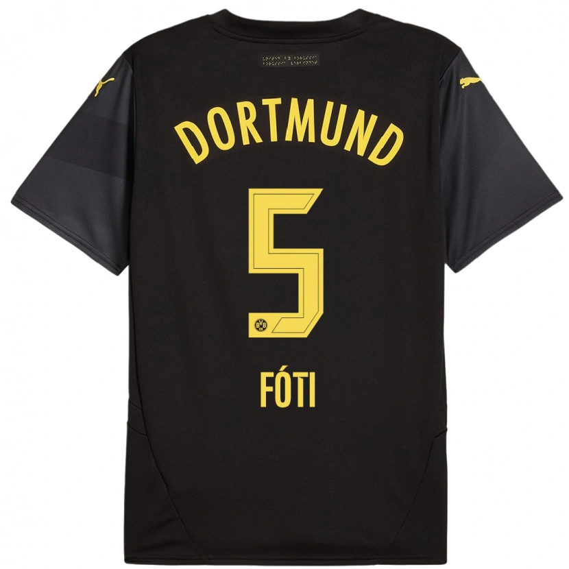 Danxen Mænd António Fóti #5 Sort Gul Udebane Spillertrøjer 2024/25 Trøje T-Shirt