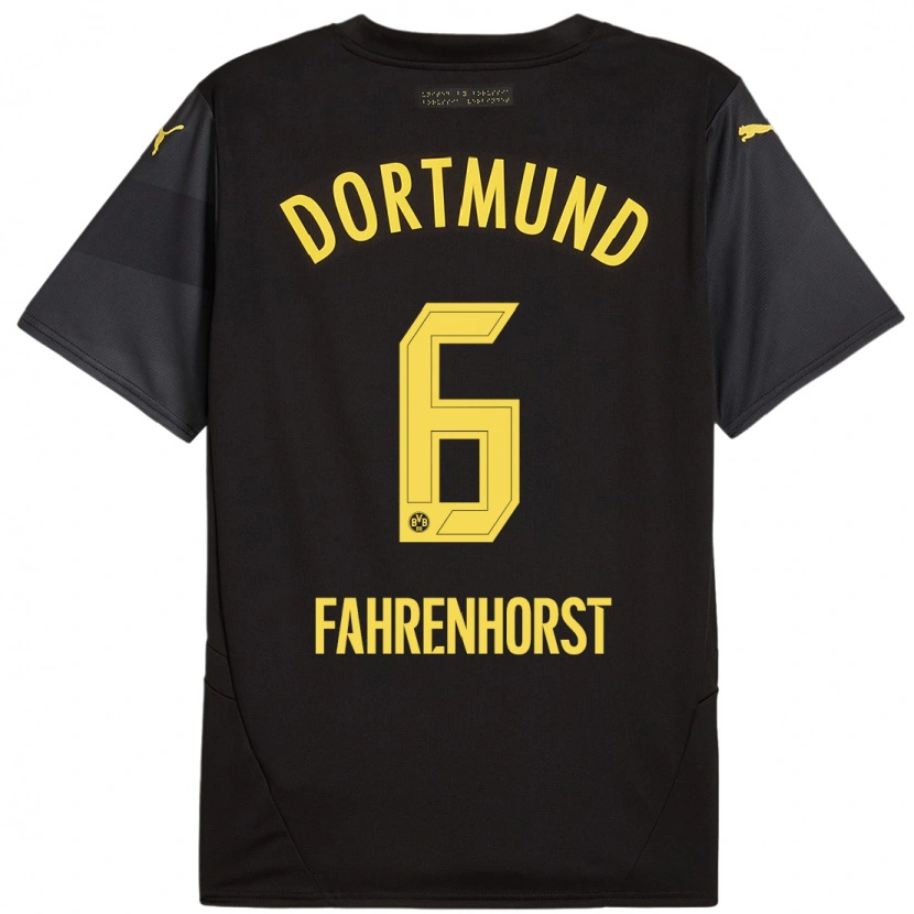Danxen Mænd Luke Fahrenhorst #6 Sort Gul Udebane Spillertrøjer 2024/25 Trøje T-Shirt