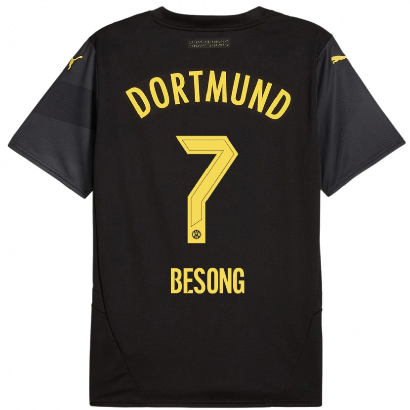 Danxen Mænd Paul-Philipp Besong #7 Sort Gul Udebane Spillertrøjer 2024/25 Trøje T-Shirt
