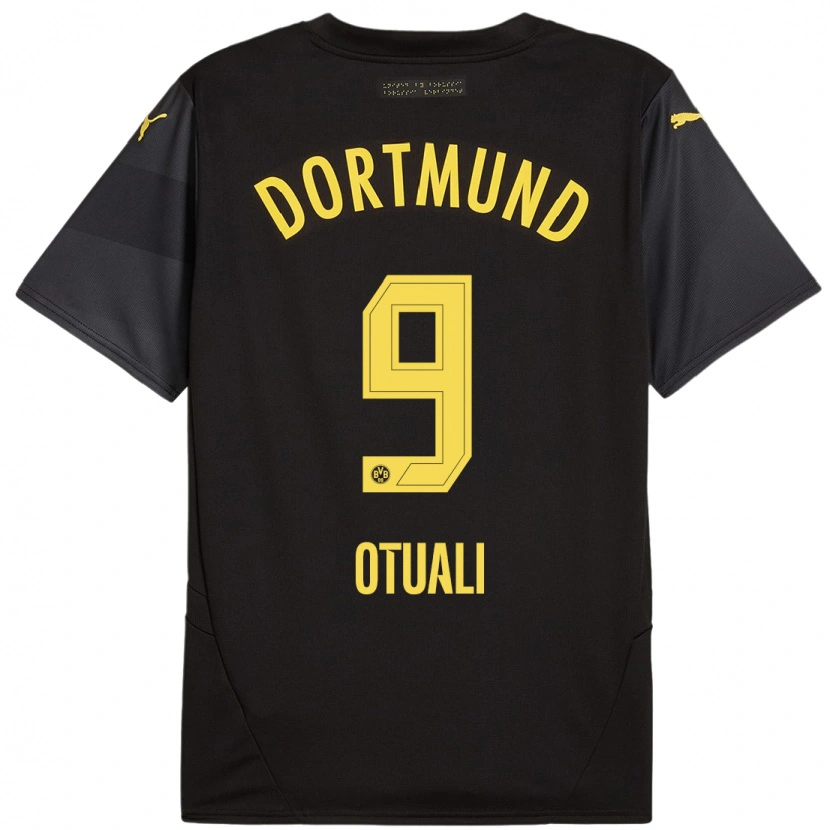 Danxen Mænd Moses Otuali #9 Sort Gul Udebane Spillertrøjer 2024/25 Trøje T-Shirt