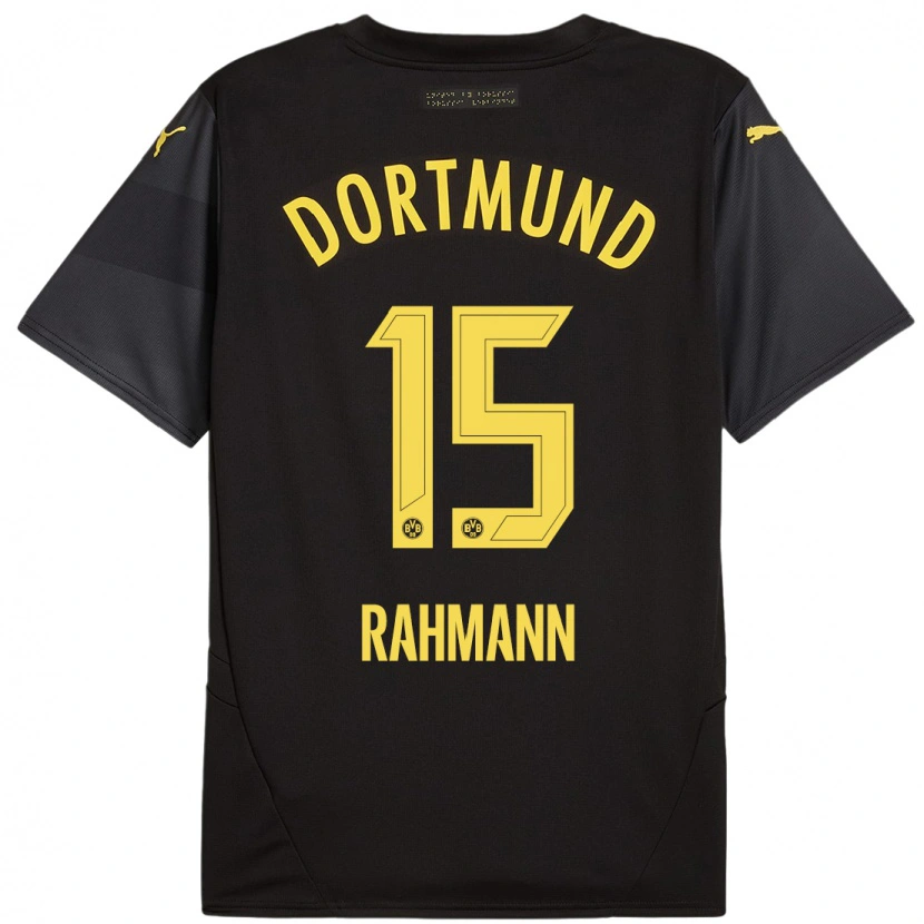 Danxen Mænd Luke Rahmann #15 Sort Gul Udebane Spillertrøjer 2024/25 Trøje T-Shirt