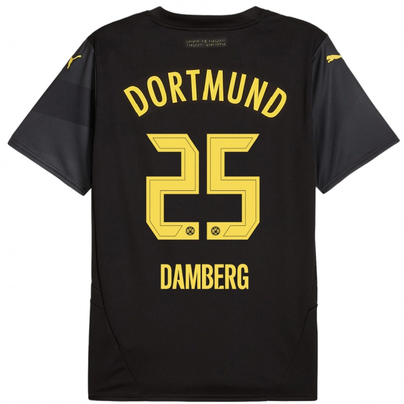 Danxen Mænd Niclas Damberg #25 Sort Gul Udebane Spillertrøjer 2024/25 Trøje T-Shirt