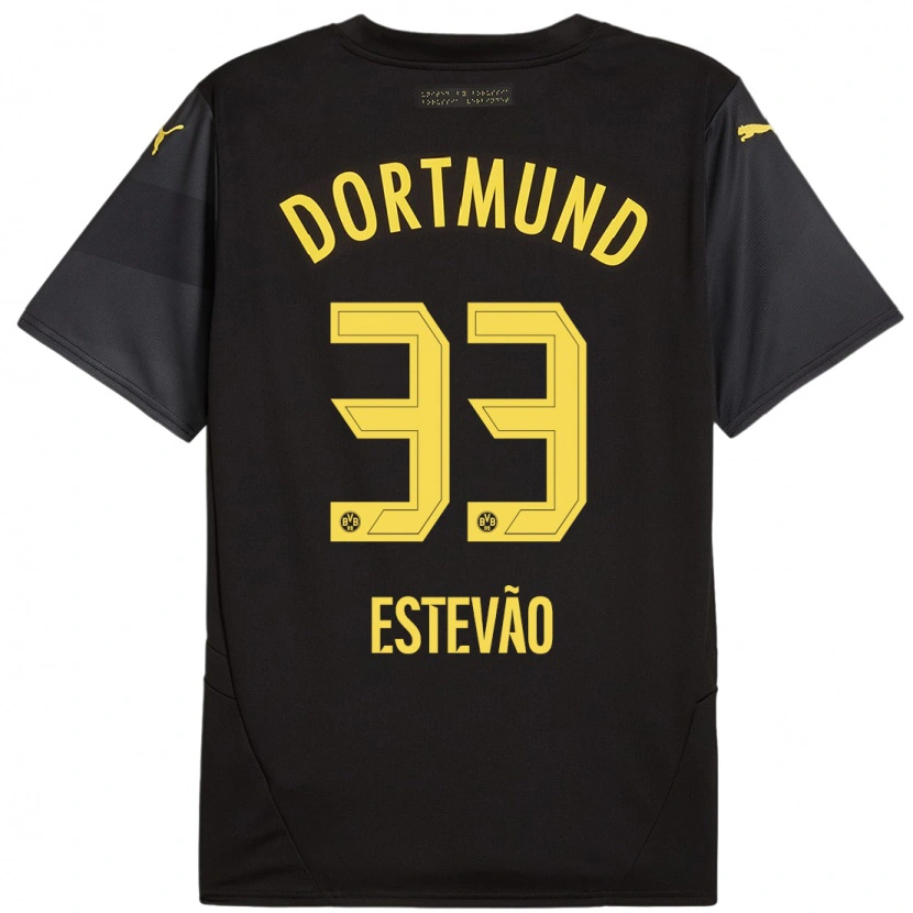 Danxen Mænd Tiago Estêvão #33 Sort Gul Udebane Spillertrøjer 2024/25 Trøje T-Shirt