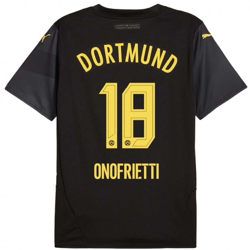 Danxen Mænd Vincenzo Onofrietti #18 Sort Gul Udebane Spillertrøjer 2024/25 Trøje T-Shirt