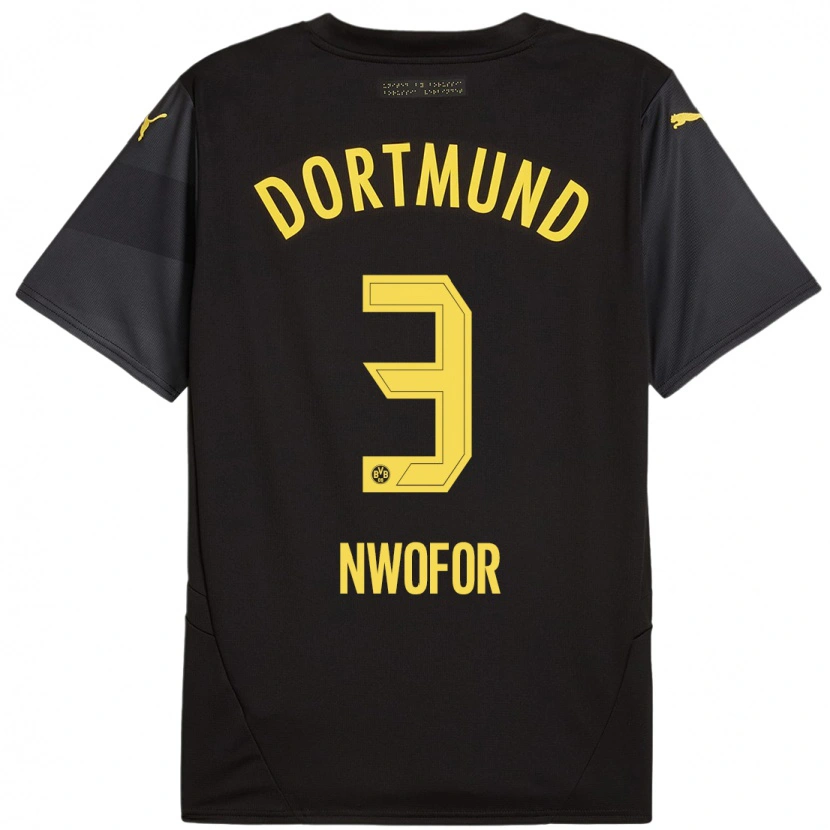 Danxen Mænd Jamie Nwofor #3 Sort Gul Udebane Spillertrøjer 2024/25 Trøje T-Shirt