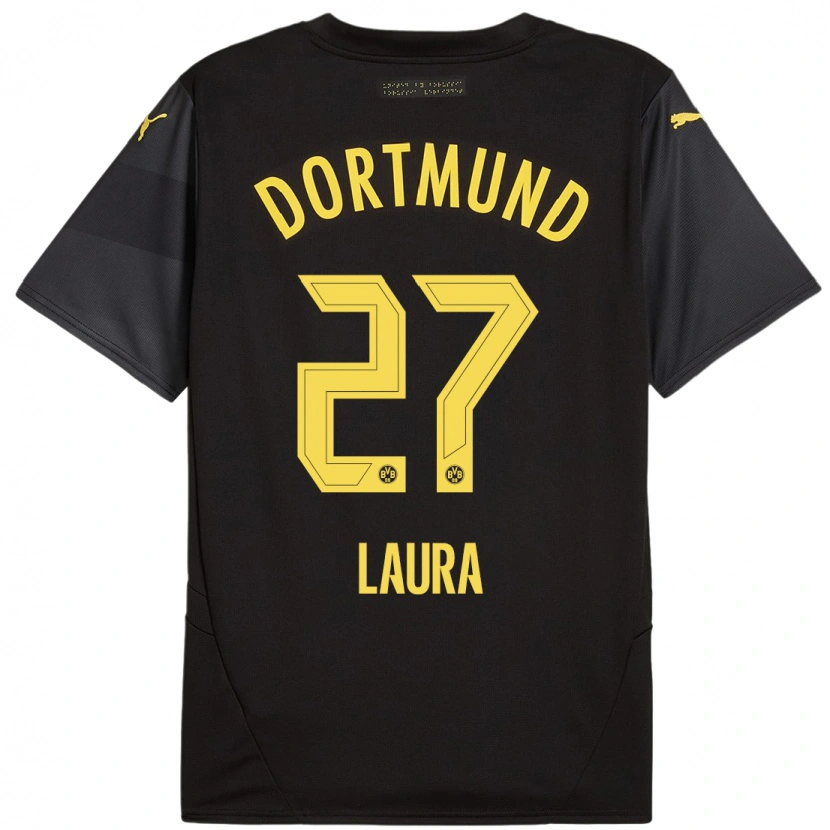 Danxen Mænd Van Der Heijden Laura #27 Sort Gul Udebane Spillertrøjer 2024/25 Trøje T-Shirt