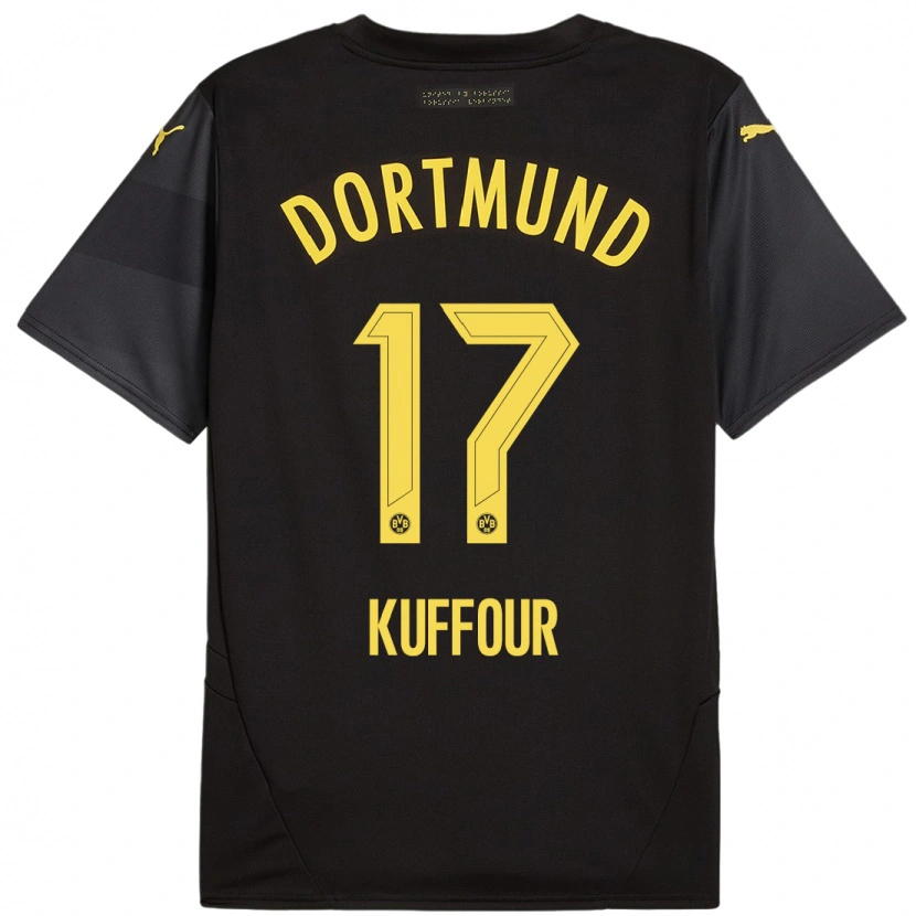 Danxen Mænd Lloyd-Addo Kuffour #17 Sort Gul Udebane Spillertrøjer 2024/25 Trøje T-Shirt