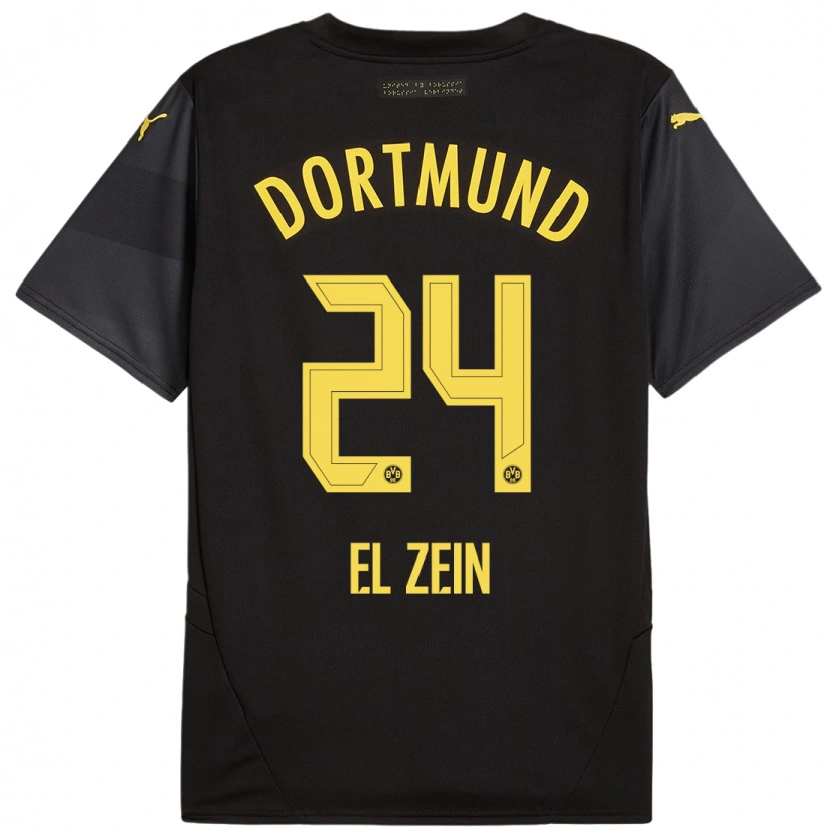 Danxen Mænd Abu-Bekir Omer El-Zein #24 Sort Gul Udebane Spillertrøjer 2024/25 Trøje T-Shirt