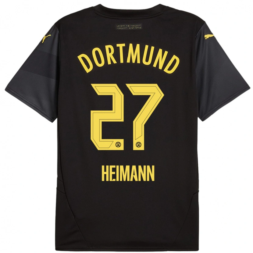 Danxen Mænd Wesley Heimann #27 Sort Gul Udebane Spillertrøjer 2024/25 Trøje T-Shirt
