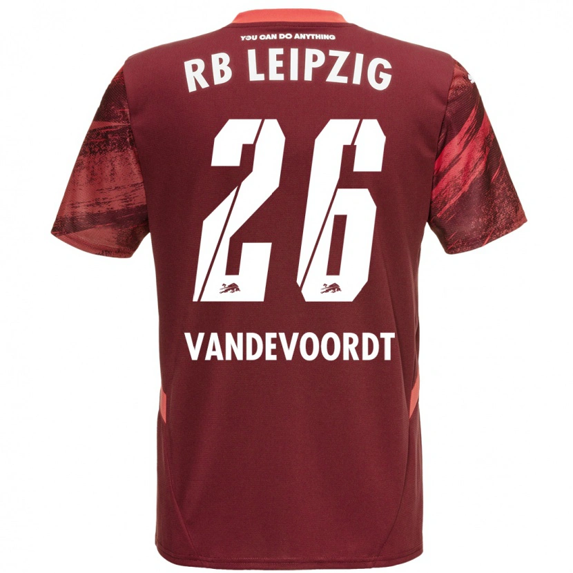 Danxen Mænd Maarten Vandevoordt #26 Bourgogne Udebane Spillertrøjer 2024/25 Trøje T-Shirt