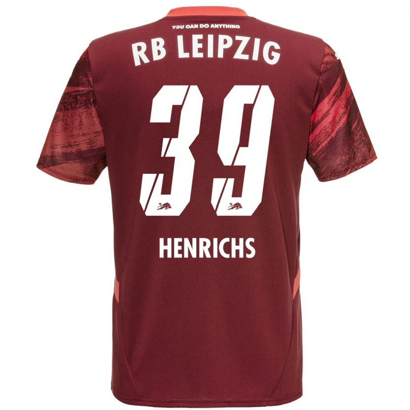 Danxen Mænd Benjamin Henrichs #39 Bourgogne Udebane Spillertrøjer 2024/25 Trøje T-Shirt