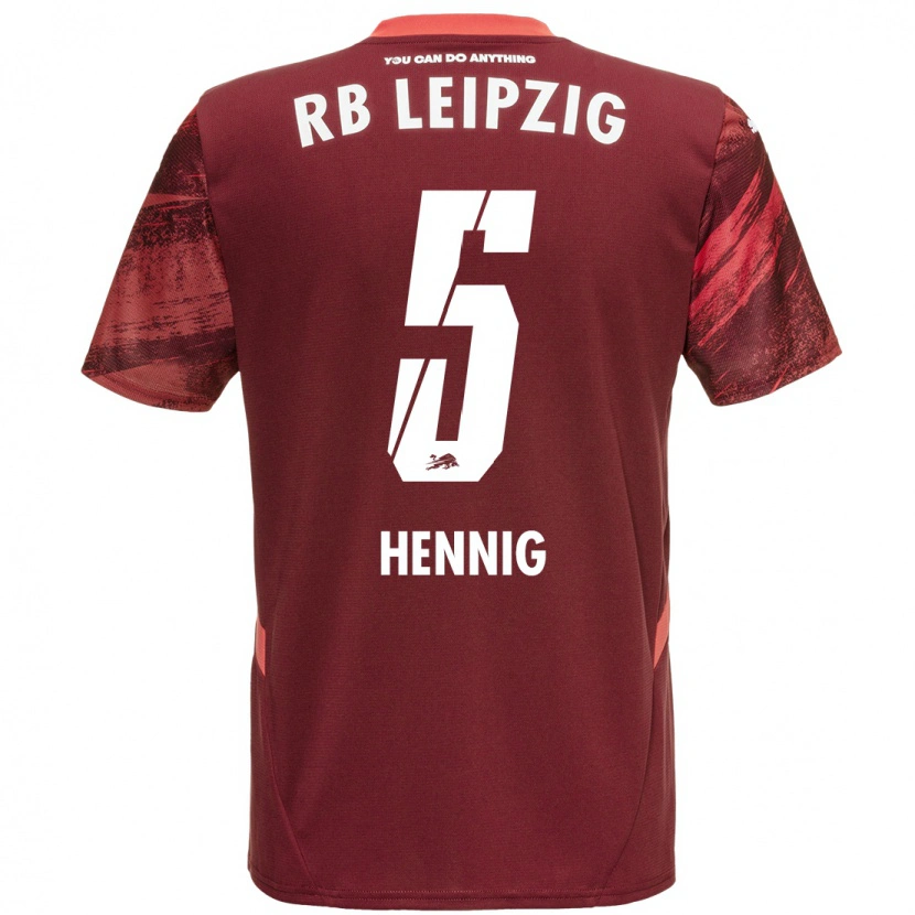 Danxen Mænd Lenny Hennig #5 Bourgogne Udebane Spillertrøjer 2024/25 Trøje T-Shirt