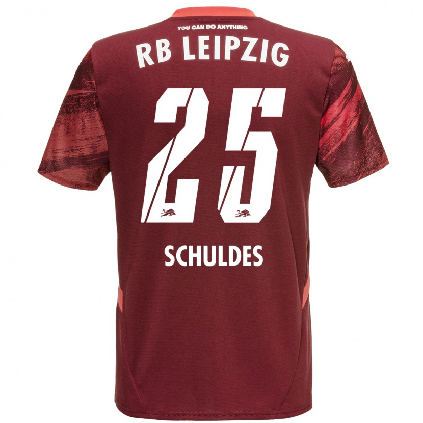 Danxen Mænd Jamie Schuldes #25 Bourgogne Udebane Spillertrøjer 2024/25 Trøje T-Shirt