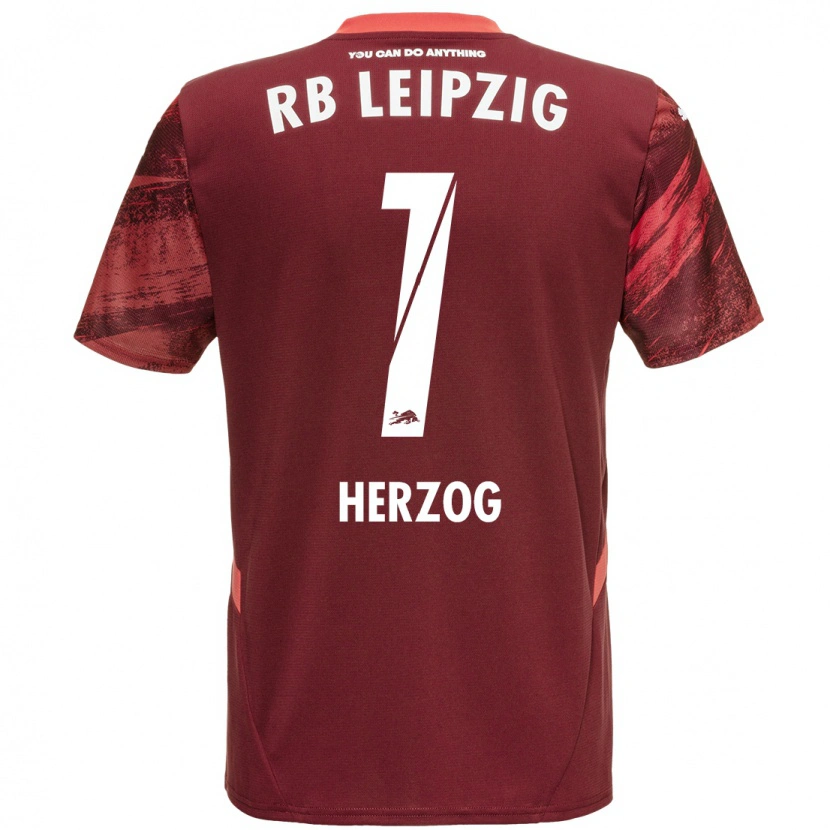 Danxen Mænd Elvira Herzog #1 Bourgogne Udebane Spillertrøjer 2024/25 Trøje T-Shirt