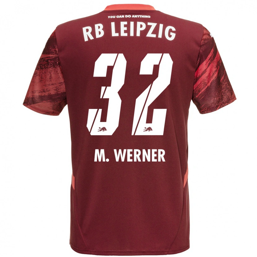Danxen Mænd Mia Werner #32 Bourgogne Udebane Spillertrøjer 2024/25 Trøje T-Shirt