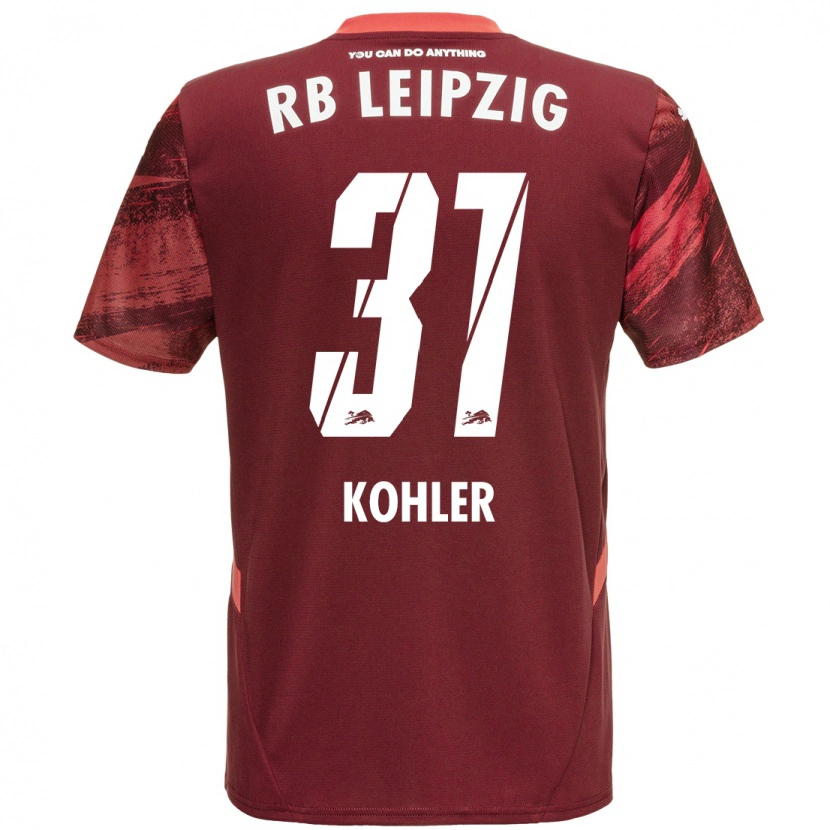 Danxen Mænd Tim Köhler #31 Bourgogne Udebane Spillertrøjer 2024/25 Trøje T-Shirt