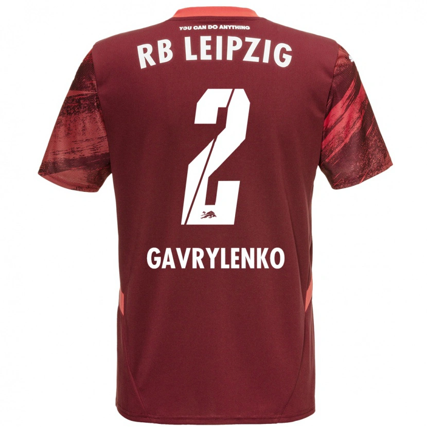 Danxen Mænd Oleksandr Gavrylenko #2 Bourgogne Udebane Spillertrøjer 2024/25 Trøje T-Shirt