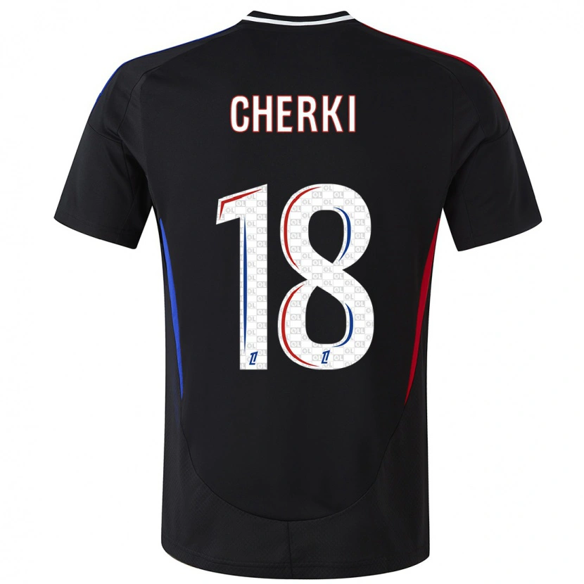 Danxen Mænd Rayan Cherki #18 Sort Udebane Spillertrøjer 2024/25 Trøje T-Shirt