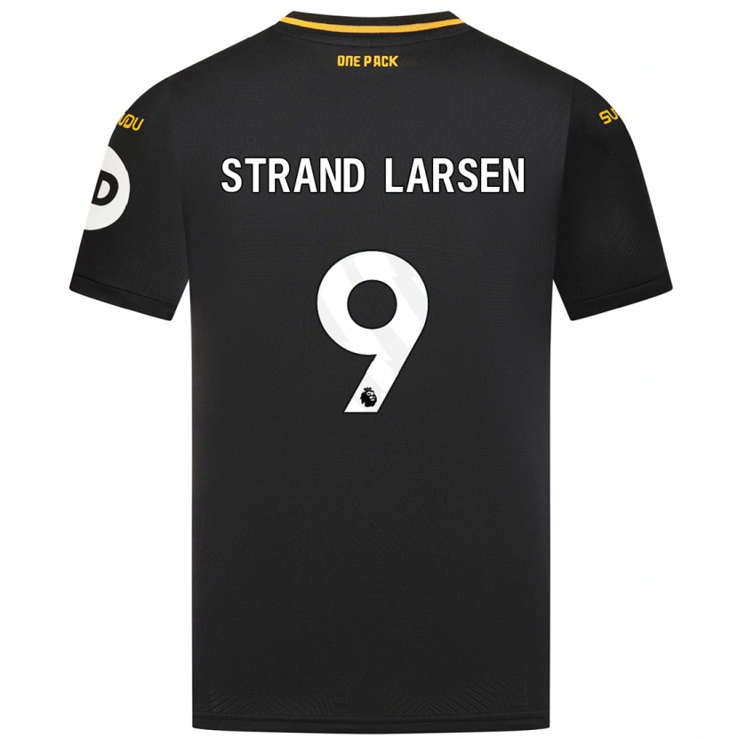 Danxen Mænd Jørgen Strand Larsen #9 Sort Udebane Spillertrøjer 2024/25 Trøje T-Shirt
