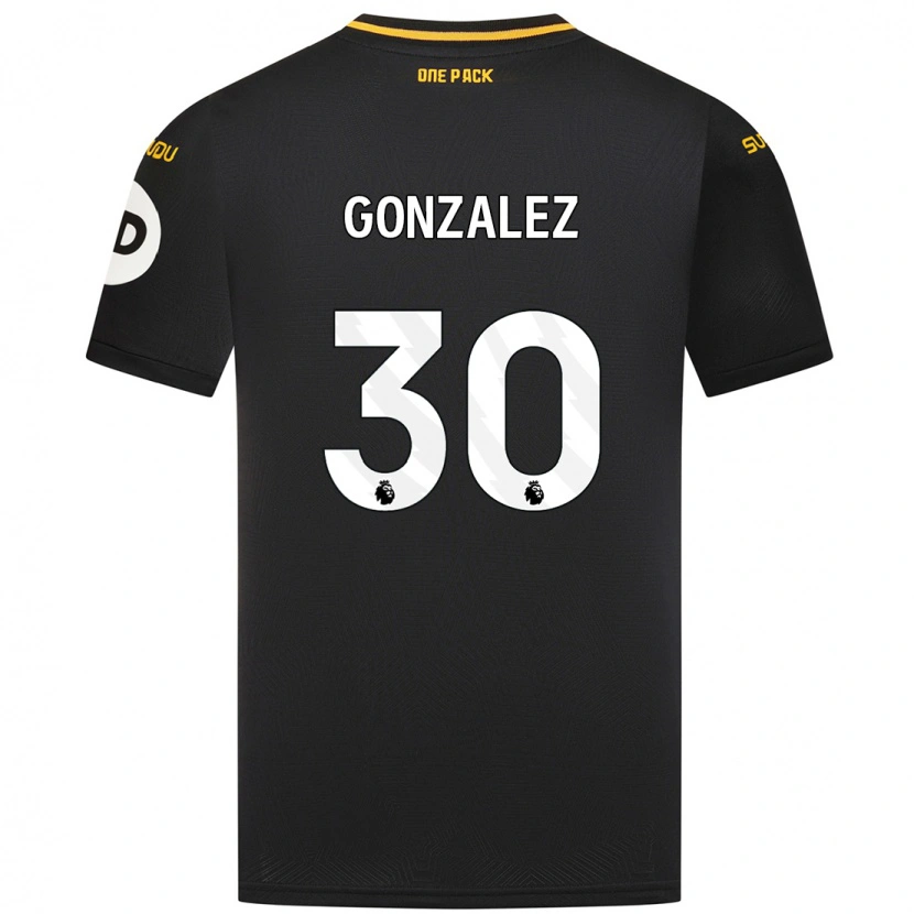 Danxen Mænd Enso González #30 Sort Udebane Spillertrøjer 2024/25 Trøje T-Shirt