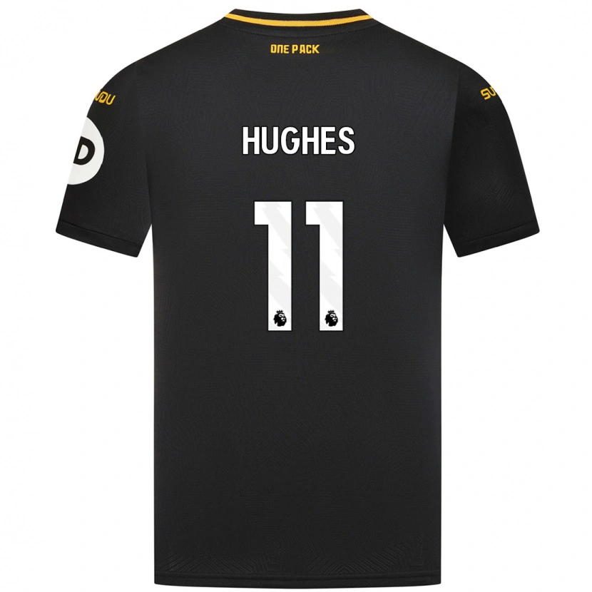 Danxen Mænd Amber Hughes #11 Sort Udebane Spillertrøjer 2024/25 Trøje T-Shirt